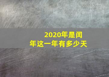 2020年是闰年这一年有多少天