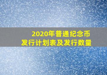 2020年普通纪念币发行计划表及发行数量