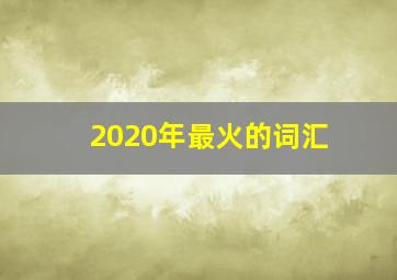 2020年最火的词汇