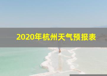 2020年杭州天气预报表