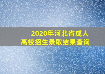 2020年河北省成人高校招生录取结果查询