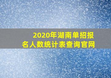 2020年湖南单招报名人数统计表查询官网