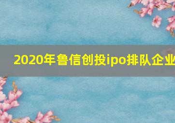 2020年鲁信创投ipo排队企业