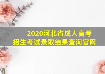 2020河北省成人高考招生考试录取结果查询官网