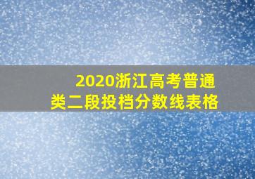 2020浙江高考普通类二段投档分数线表格