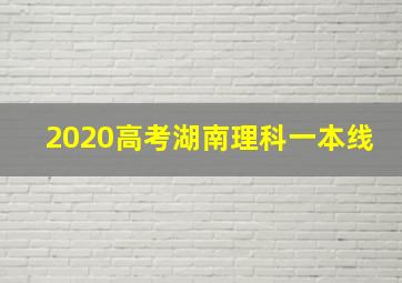 2020高考湖南理科一本线