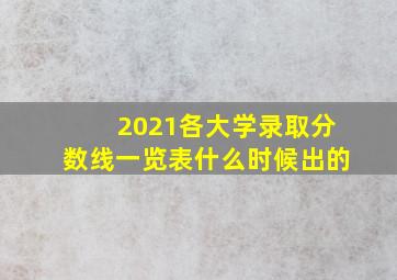 2021各大学录取分数线一览表什么时候出的