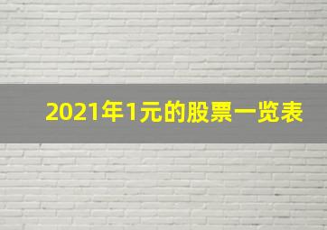 2021年1元的股票一览表