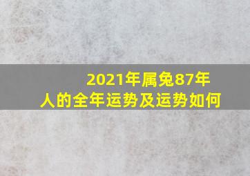 2021年属兔87年人的全年运势及运势如何