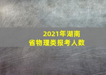 2021年湖南省物理类报考人数