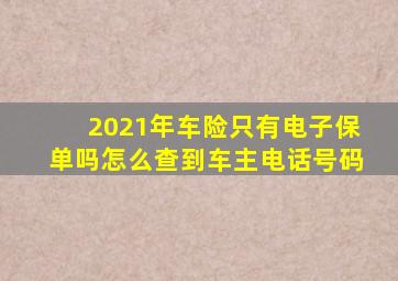 2021年车险只有电子保单吗怎么查到车主电话号码