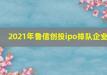 2021年鲁信创投ipo排队企业