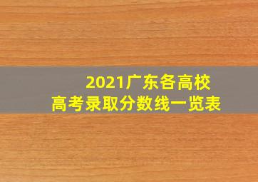 2021广东各高校高考录取分数线一览表