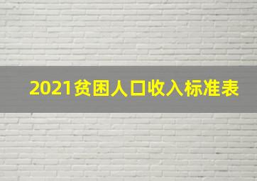 2021贫困人口收入标准表