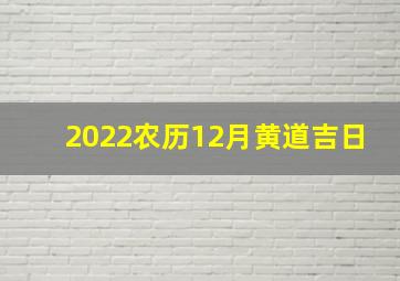 2022农历12月黄道吉日