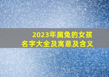 2023年属兔的女孩名字大全及寓意及含义