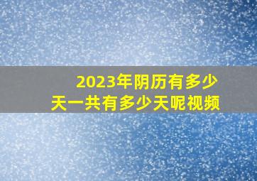 2023年阴历有多少天一共有多少天呢视频