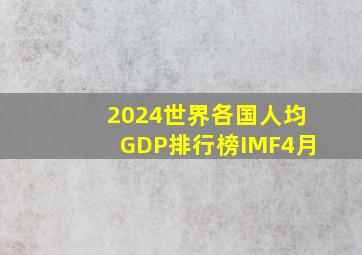 2024世界各国人均GDP排行榜IMF4月