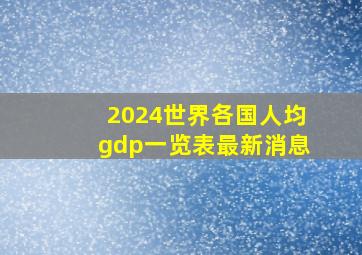 2024世界各国人均gdp一览表最新消息