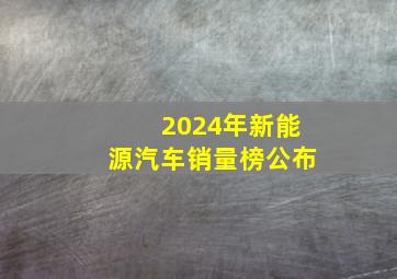 2024年新能源汽车销量榜公布