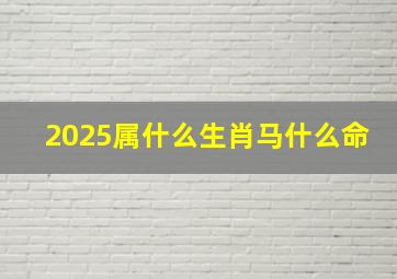 2025属什么生肖马什么命