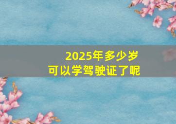 2025年多少岁可以学驾驶证了呢