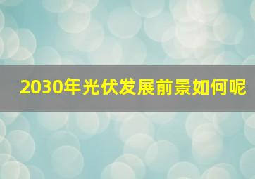 2030年光伏发展前景如何呢