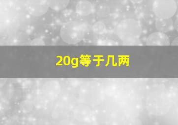 20g等于几两