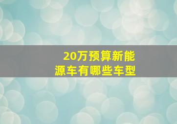 20万预算新能源车有哪些车型