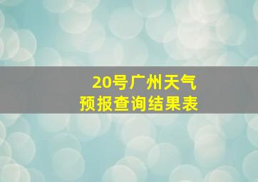 20号广州天气预报查询结果表