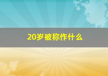 20岁被称作什么