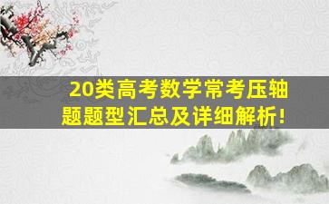 20类高考数学常考压轴题题型汇总及详细解析!