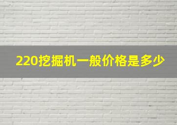 220挖掘机一般价格是多少