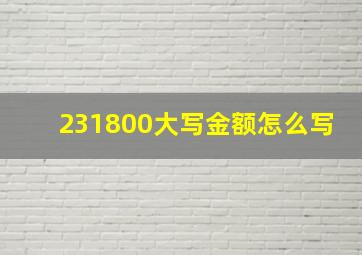 231800大写金额怎么写