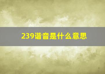 239谐音是什么意思