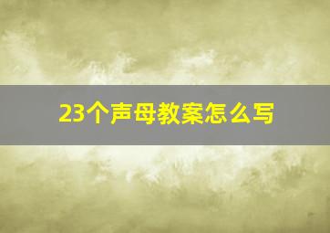 23个声母教案怎么写