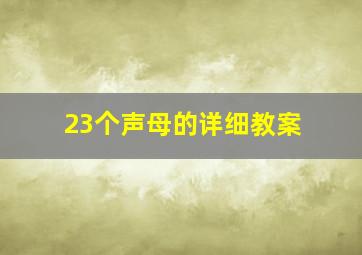 23个声母的详细教案