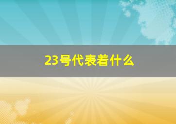 23号代表着什么