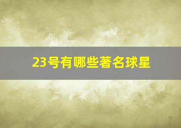 23号有哪些著名球星