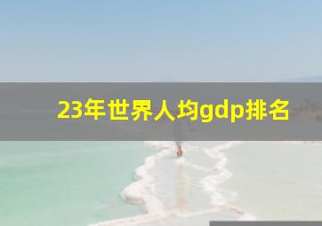 23年世界人均gdp排名