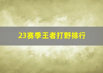 23赛季王者打野排行