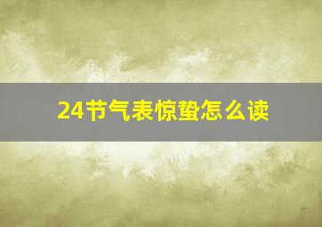 24节气表惊蛰怎么读