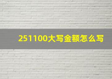 251100大写金额怎么写