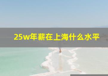 25w年薪在上海什么水平