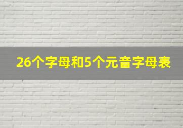 26个字母和5个元音字母表