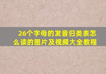 26个字母的发音归类表怎么读的图片及视频大全教程