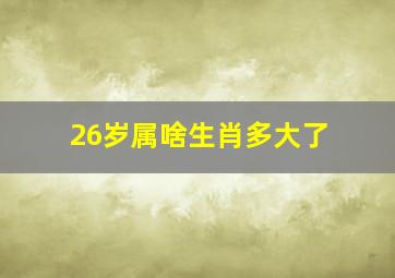 26岁属啥生肖多大了