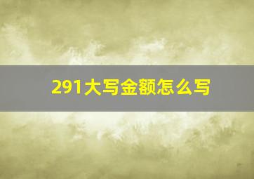 291大写金额怎么写