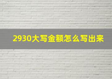 2930大写金额怎么写出来