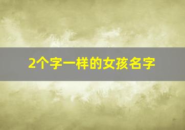 2个字一样的女孩名字